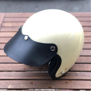 Stylish motorcycle helmet with detachable leather brim, <b>retro</b> electric scooter helmet brim, motorcycle helmet accessories. - Product Image 2