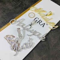 Bijoux de mode hip hop s925 argent vvs moissante nom personnalisé pendentif initiales cursives lettre collier pour femmes hommes