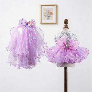 Jupe tutu pour chien, robe bouffante de princesse, couleur unie, polyester, design mignon, à porter en toutes saisons - Product Image 1