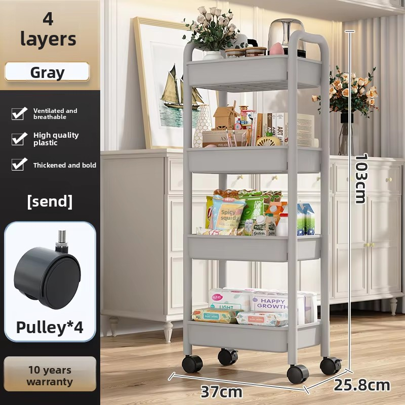 Quatre [articles] gris [avec roulettes]