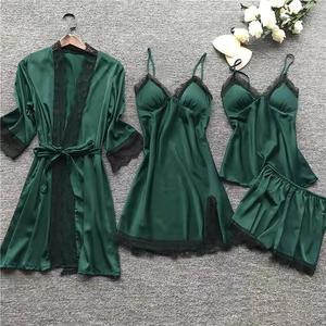 Conjunto de Cuatro Piezas de Encaje de Lujo Ligero para Mujer Europea y Americana, Tallas Grandes, con Almohadillas Removibles, Camisola Sexy, Se Puede Usar con o sin Forro, ODM - Product Image 3