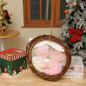 New Christmas Decorations Santa <b>Pink</b> Snowman Elk Rattan <b>Wreath</b> Pendant Hanging Ornament - Product Image 3
