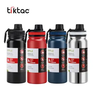 Botol Air Perjalanan Luar Ruangan Portabel, Botol Air Stainless Steel Kosong Kepribadian 32Oz 40Oz 64Oz dengan Tutup