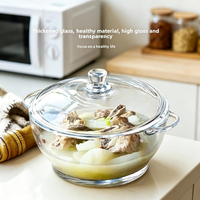 Bol de cuisine moderne en verre borosilicate haute résistance avec couvercle, résistant à la chaleur, grande capacité, portable, pour soupes et salades