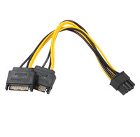 Câble d'alimentation pour disque dur, prix d'usine en gros, câble SATA 15 broches mâle vers 2 SATA 8 broches (6+2), câble SATA série