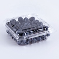 Contenitore in Plastica PET da 125g per Frutta, Design a Conchiglia, Scatola Trasparente Monouso per Confezionamento Mirtilli
