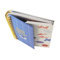 Agenda A5 à spirale avec reliure dorée, porte-stylo, élastique, intercalaires et motif chien mignon imprimé