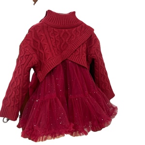 Vestidos elegantes de princesa de invierno para bebés para niñas, <span class=keywords><strong>ropa</strong></span> de una Pieza de punto y empalme con lentejuelas para niñas, vestidos de tutú para niñas - Product Image 1