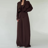 Ensemble de costume trois pièces tendance pour femme : haut camisole, pantalon large et veste de bureau – Coupe-vent et respirant