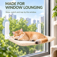 Hamac pour chat en tissu le plus vendu, sans installation requise, ventouses, pliable, lavable ; lit respirant pour animaux de compagnie toute l'année pour chats