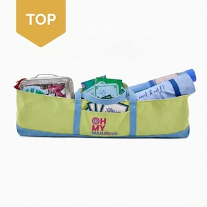 Opvouwbare draagbare milieuvriendelijke canvas Amerikaanse Mahjong draagtas met lange schouderriem en grote capaciteit voor het opbergen van Mahjong-tegels - Product Image 1