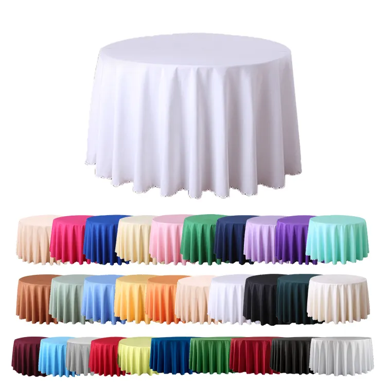 Polyester Round Table Cloth 3m White Wedding Luxury Tablecloth Cover for Event