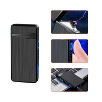 Briquet à arc double moderne rechargeable par USB, coupe-vent, sans flamme, à motif personnalisé, briquet tactique à arc électrique pour cigare