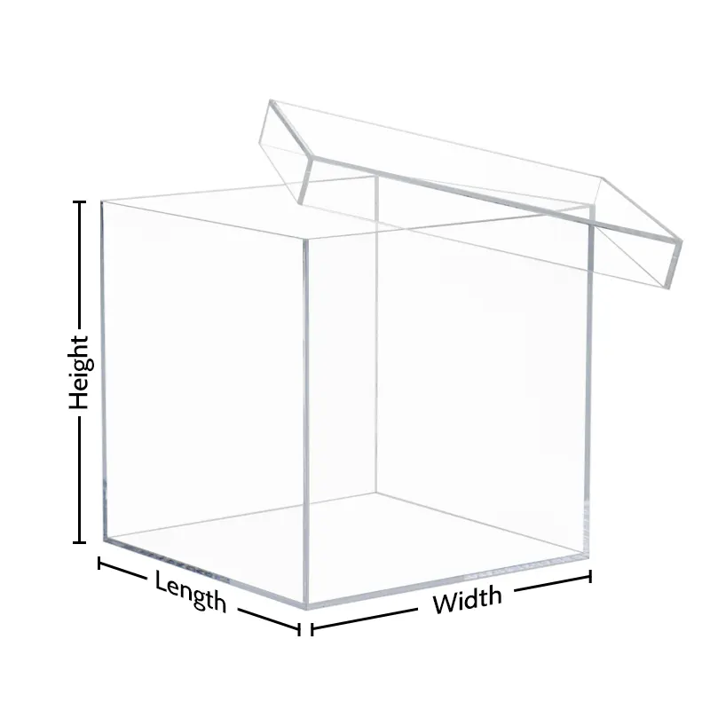 واضح الاكريليك البلاستيك مربع مكعب صغيرة صندوق أكرليك مع غطاء تخزين صناديق المنظم