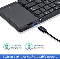 Clavier Bluetooth portable mini pliable en trois parties avec pavé tactile sans fil, clavier anglais pour ordinateur portable, iOS, Android, iPad