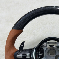 Volant de voiture en fibre de carbone pour BMW M3 M4 M5 M6 E81 E87 E82 E88 E90 E91 E92 E93 F30 F32 F10 F20 F07 F01 F82 Cuir marron