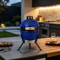 Barbecue au charbon de bois portable KIMSTONE, mini-grill Kamado en céramique de 13 pouces, idéal pour jardin et terrasse, logo personnalisé, directement de l'usine