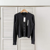 Cardigans en tricot 100 % coton de luxe pour femmes, anti-bouclage, col rond, boutonnés, pour tenues quotidiennes
