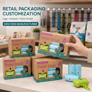 Eco-Friendly 100% <b>Compostable</b> Biodegradable Durable Scented Dog Poop <b>Bags</b> 5-Layer Custom Printed Reusable Luxury/Simple/Cartoon - Product Image 1