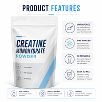 Creatina Monohidrato de Marca Privada Sin Azúcar 500g en Polvo Certificada Halal Suplemento Pre-Entrenamiento para el Crecimiento Muscular para Adultos