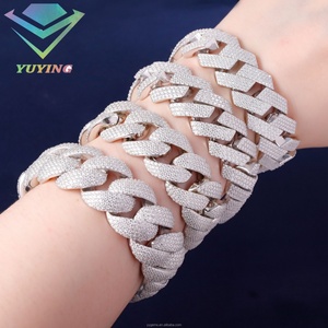 Collier de luxe serti de diamants glacés, 22 mm de large, plaqué or 18 carats, chaîne cubaine en argent massif avec moissanite VVS pour bijoux pour hommes - Product Image 6