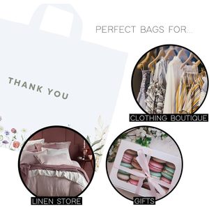 Thank You Bags 50 Pack 15x12 Floral <b>Plastic</b> Shopping Bags Soft Loop Handle - Product Image 3