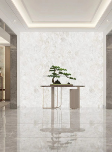 Sang trọng Brazil tinh thể màu trắng quartzit tấm Đánh Bóng Mờ đá Veneer trang trí nội thất Backlit nền tường gạch - Product Image 5