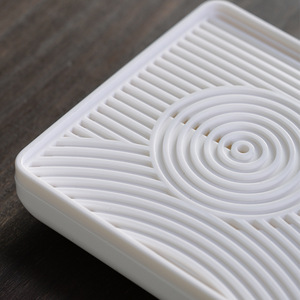Kung Fu <b>Tea</b> <b>Set</b> Small Travel <b>Tea</b> Tray White Rectangular Portable Dry Brewing Tray With Lid For Home Car Use - Product Image 3