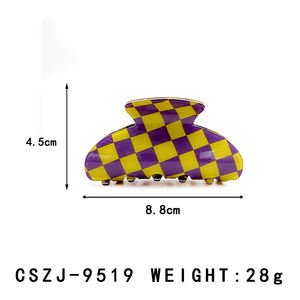 Fabriek Directe Verkoop 8.8Cm Eenvoudige Geblokte Blok Acetaat Pvc Haarklauwen Custom Patroon Dames Mode Klauw Clips Groothandel - Product Image 2