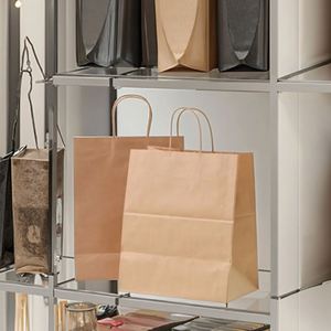Hot Selling square Bottom Paper <b>Bag</b> Custom logo Biodegradable Brown Kraft Paper <b>Clothing</b> Shopping Paper <b>Bag</b> with Handle - Product Image 6