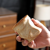 Tasse en grès réactif vintage, irrégulière et froissée, en céramique, pour café et thé, idéale pour café et maison