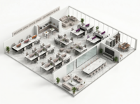 LIWEI Ensemble de bureaux modulaires modernes en panneaux de bois pour 6 personnes, durable, écologique et écoresponsable