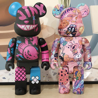 Prêt à expédier – Figurine d'action Bearbrick 400 de 28 cm, noire et or, motif Ours Violent, décorative pour Bearbrick, en ABS durable
