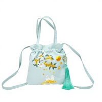 Sac fourre-tout brodé de style chinois, accessoire vintage Hanfu, sac à main à bandoulière brodé floral Su pour femmes