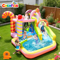Château gonflable Cocofish avec toboggan, en tissu Oxford résistant, combo château gonflable pour tout-petits et enfants