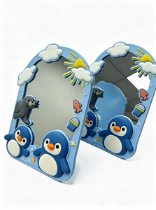 Miroir bébé encadré en silicone souple motif pingouin mignon, design côtier, réflexion claire, décoration murale, design personnalisé - Product Image 6