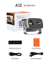 Projecteur intelligent Android 11 BYINTEK A12, mise au point automatique TOF, résolution native 720P, 4K, 180° °   Mini projecteur de cinéma maison portable WiFi avec support rotatif