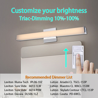 Worbest Luminaire LED de coiffeuse à intensité variable Triac 100%-10% compatible avec divers variateurs, pour emplacement humide, style moderne et épuré, en acier inoxydable pour intérieur
