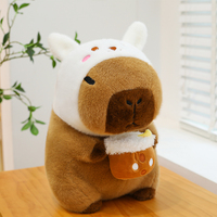 Offre Spéciale mignon Capybara doux Anime peluche dinosaure grenouille chapeau et sac coton matériel animaux jouets avec remplissage PP coton
