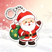 Porte-clés en acrylique de Noël mignon, motif Père Noël, Bonhomme de neige, Homme en pain d'épices, breloque de sac pour fêtes de fin d'année et cadeaux de Noël