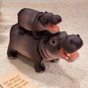 Giocattoli di Peluche Simulati Super Morbidi e Soffici di Ippopotamo e Rinoceronte Marroni, Imbottiti in Cotone PP, Personalizzabili Unisex OEM/ODM - Product Image 3