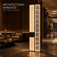 Paravent en verre à LED en acier inoxydable, séparateur de pièce en verre artistique à effet d'ondulation pour hall d'entrée