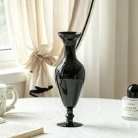 Vase en verre vintage en forme de trompette, vase à fleurs en forme de gobelet, taille étroite, bord large et évasé pour fleurs fraîches, décoration intérieure
