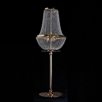 Lustre de mariage LED à piles, nouveau support en cristal doré, centre de table lumineux rechargeable pour décorations de mariage