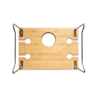 Table de pique-nique pliante en bambou, table de camping portable pour l'extérieur avec porte-bouteille et porte-verre, plateau à fromage et à en-cas écologique pour 4 personnes