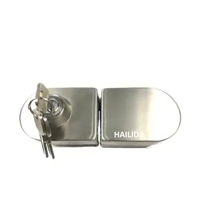 China Made Glass Door Lock Square Cambered Surfaces Stainless Steel Lever Lock Glass