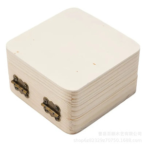 Caja de Almacenamiento de Madera Maciza, Cuadrada, de Pino, Sin Acabado, Hecha a Mano, para Regalos, Artesanías, Joyería - Product Image 4