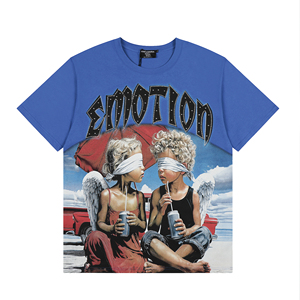 เสื้อยืดสตรีทแวร์ลายกราฟิกสำหรับผู้ชาย คุณภาพสูง เนื้อผ้าหนา 100% คอตตอน ผสมผสานอารมณ์แบบสปอร์ต แขนสั้น สไตล์ลำลอง - Product Image 6