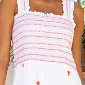 Vestido Midi de Verano Personalizable, Elegante, de Algodón y Lino, Estilo Halter, Casual, Corte A, Sin Mangas, Bordado, para Mujer - Product Image 2