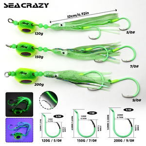 120g 150g 200g Luminous Green <strong>Octopus</strong> Squid Skirt Fishing Lure With Metal Jig Assist 2 Hooks for Saltwater Trolling - Product Image 3